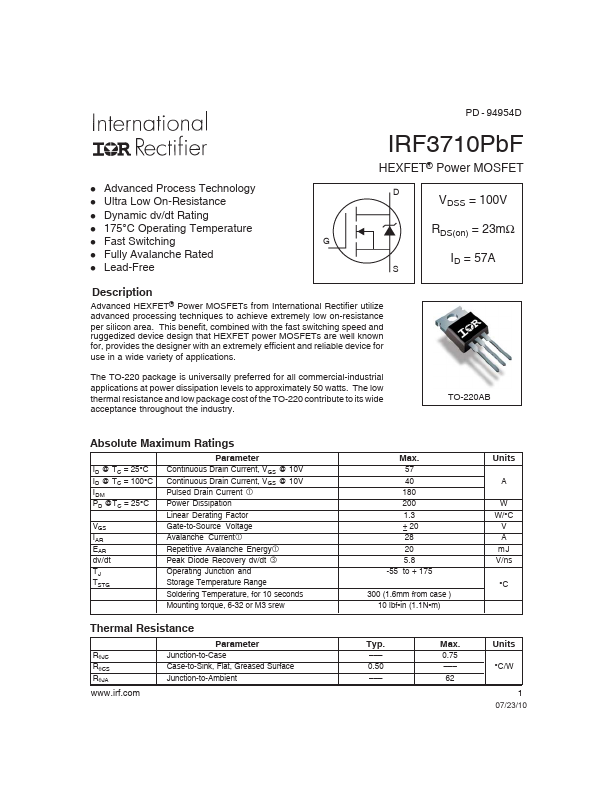 IRF3710PbF