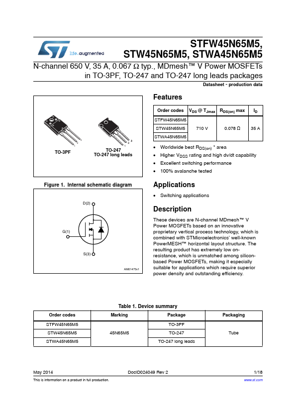 STFW45N65M5