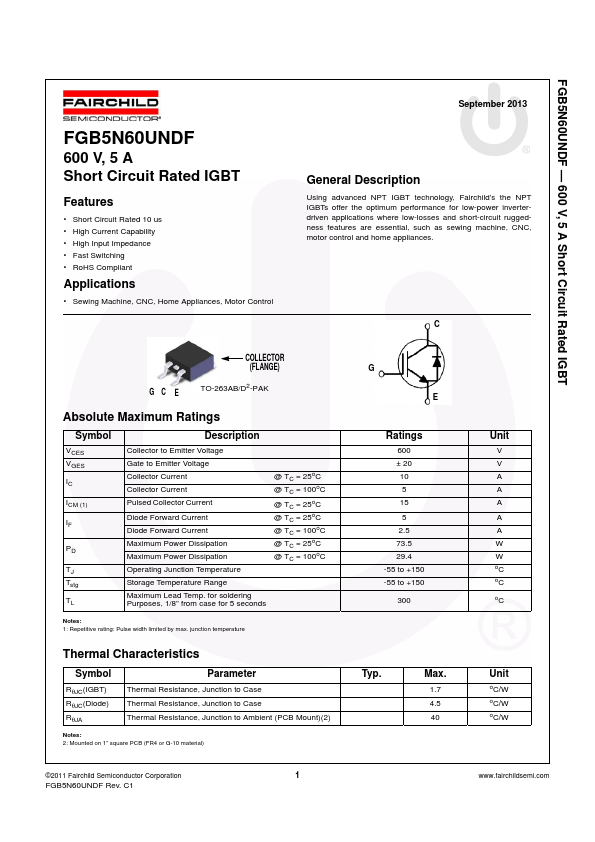 FGB5N60UNDF