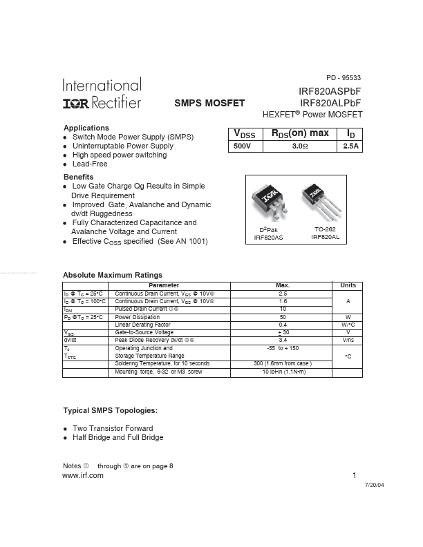 IRF820ASPBF