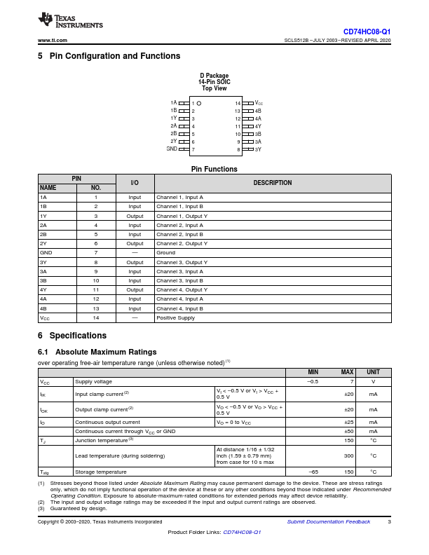 CD74HC08-Q1