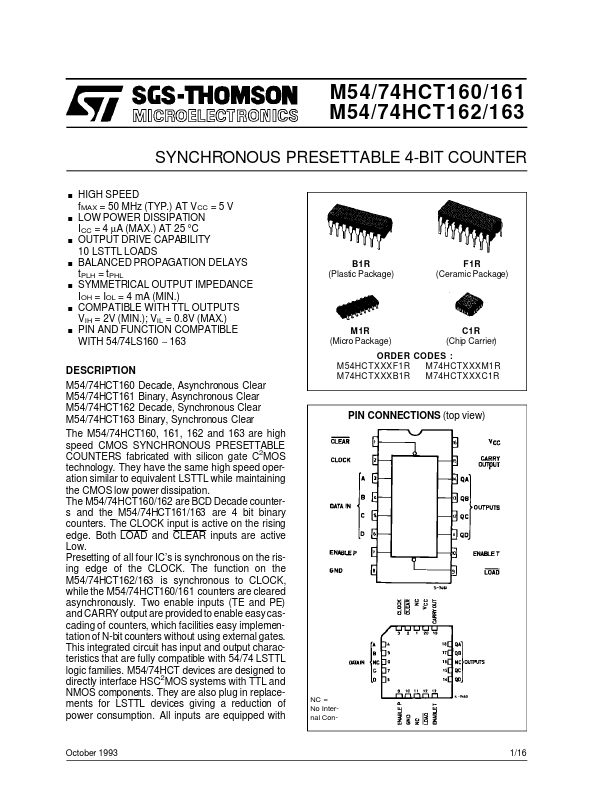 M54HCT163