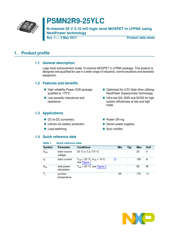 PSMN2R9-25YLC