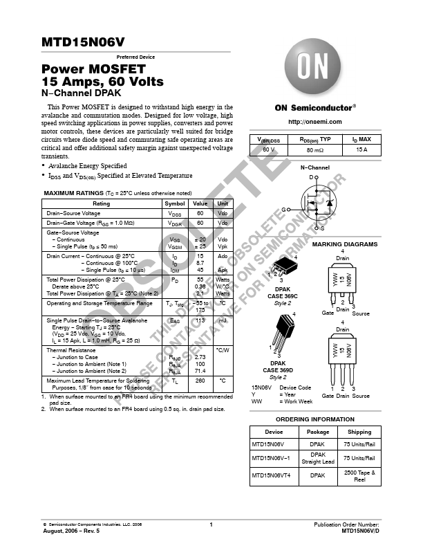 MTD15N06V