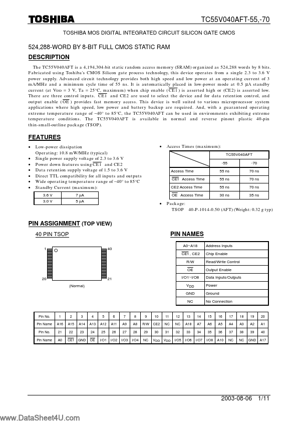 TC55V040AFT