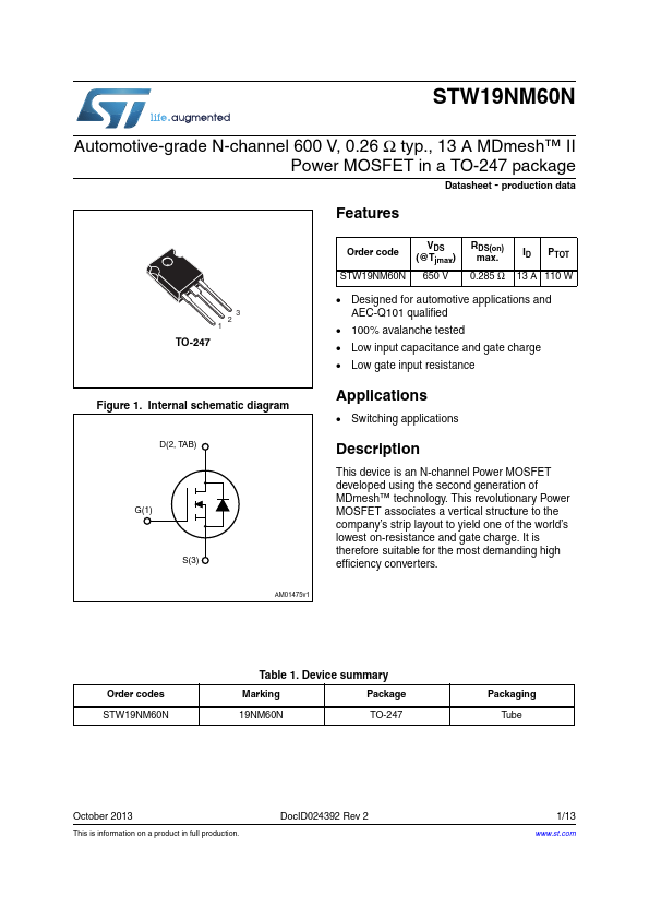 STW19NM60N