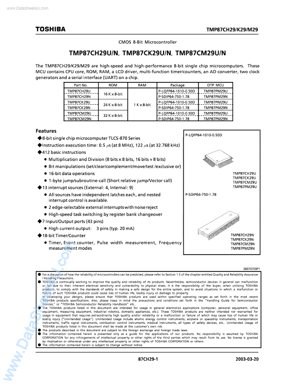 TMP87CH29N