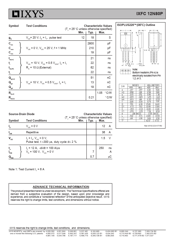 IXFC12N80P