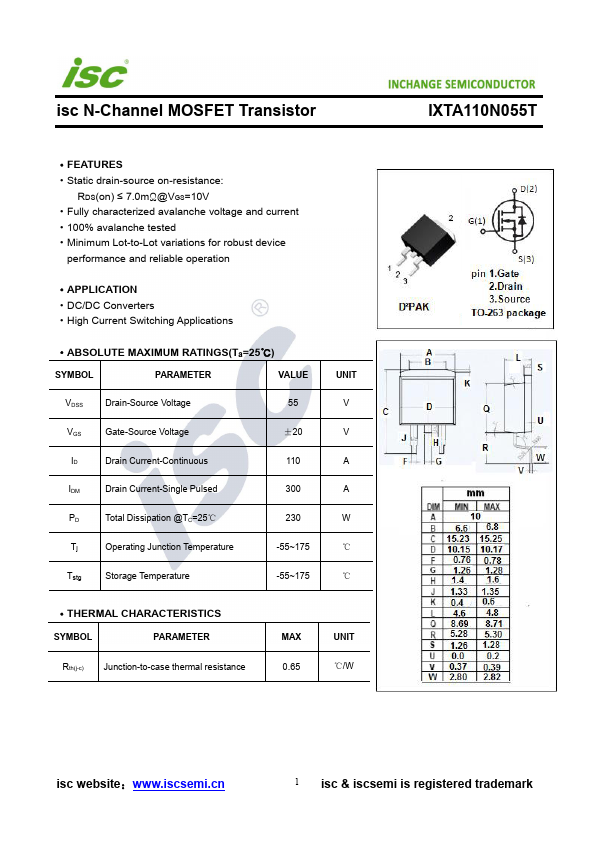 IXTA110N055T