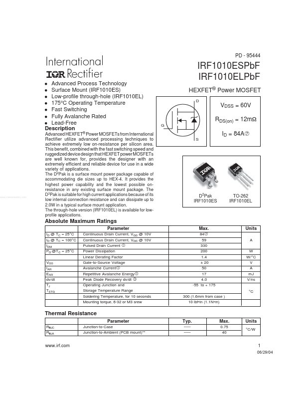 IRF1010ESPbF