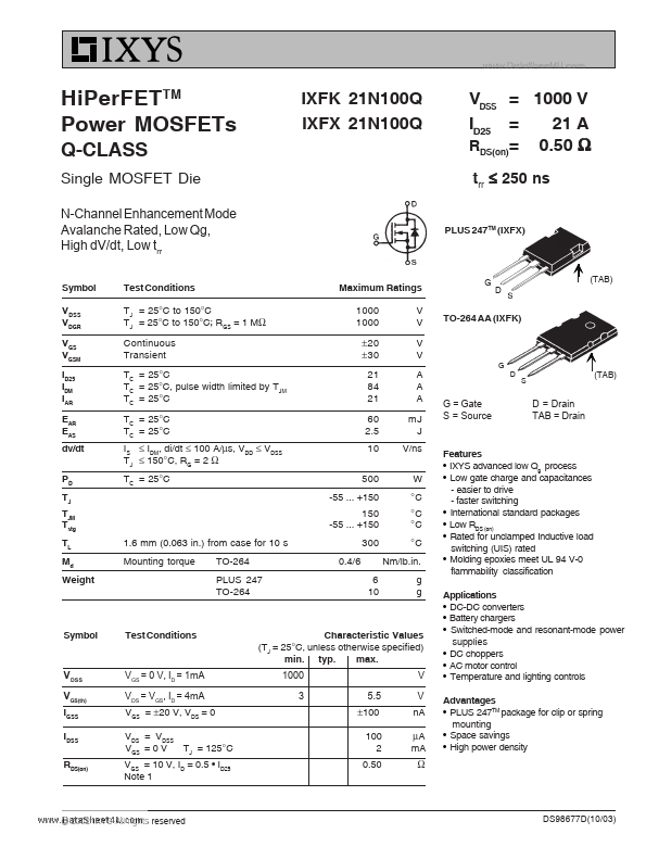 IXFX21N100Q