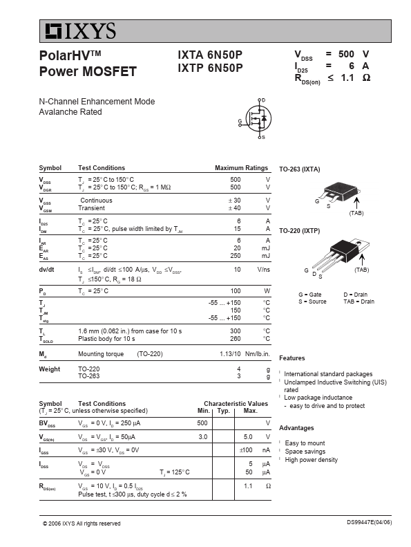 IXTP6N50P