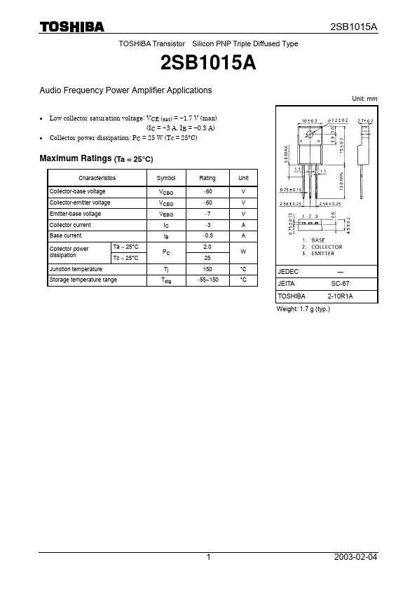 2SB1015A