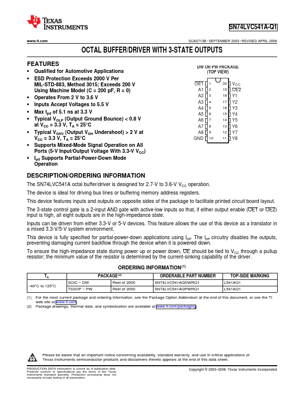 SN74LVC541A-Q1