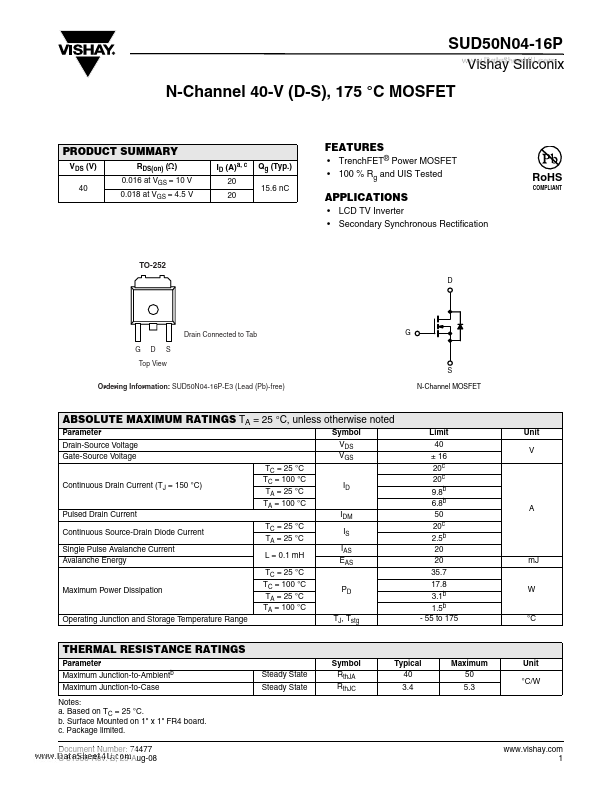 SUD50N04-16P