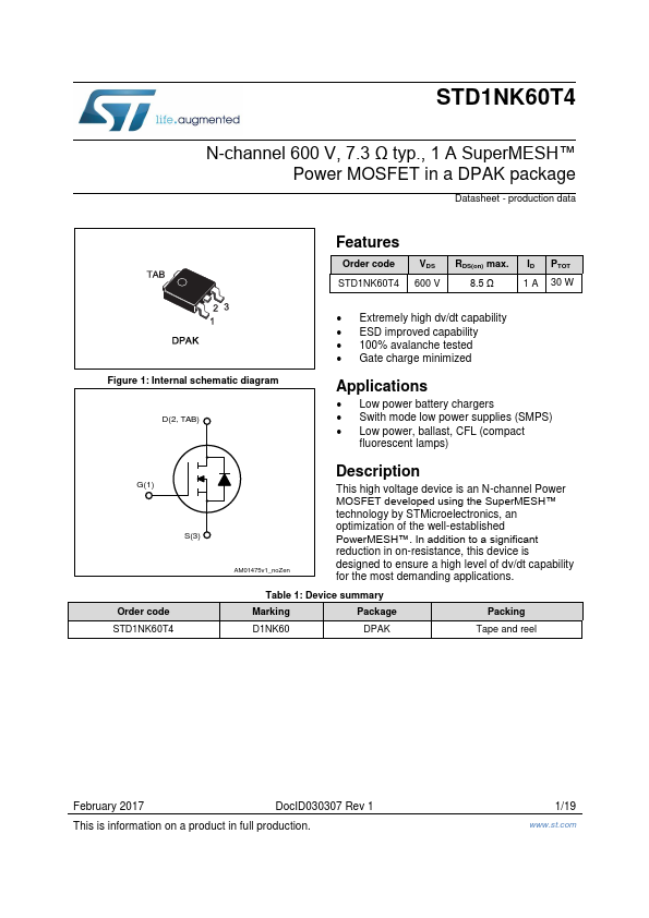 STD1NK60T4