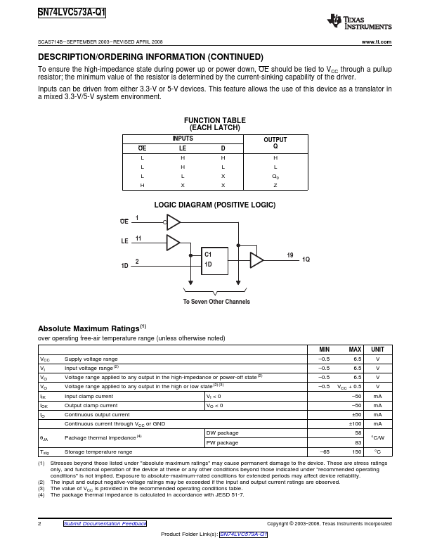 SN74LVC573A-Q1