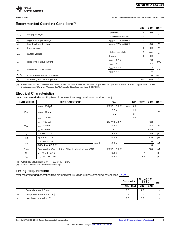 SN74LVC573A-Q1