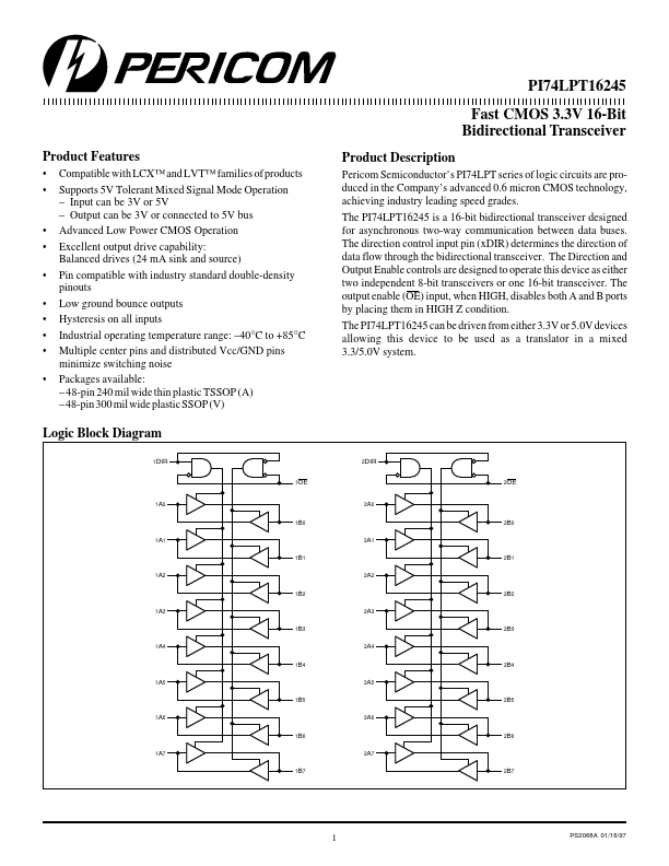 PI74LPT16245