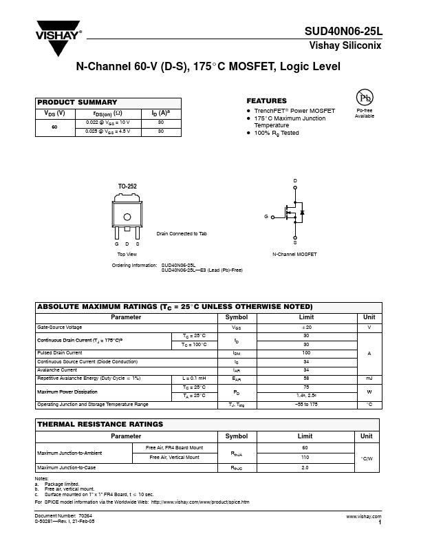 SUD40N06-25L