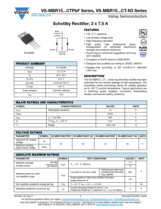 VS-MBR1545CT-N3