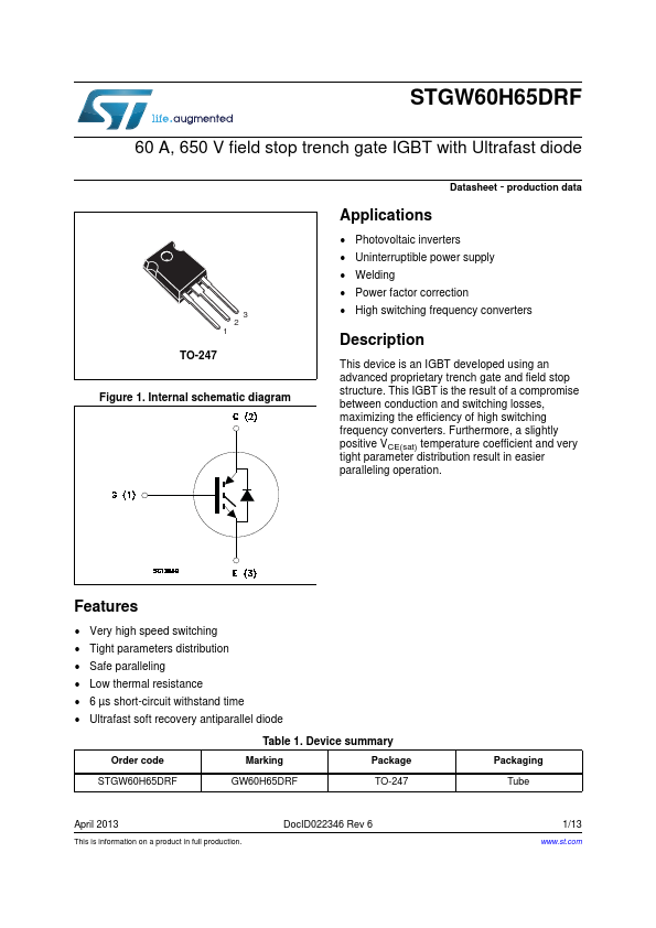 STGW60H65DRF