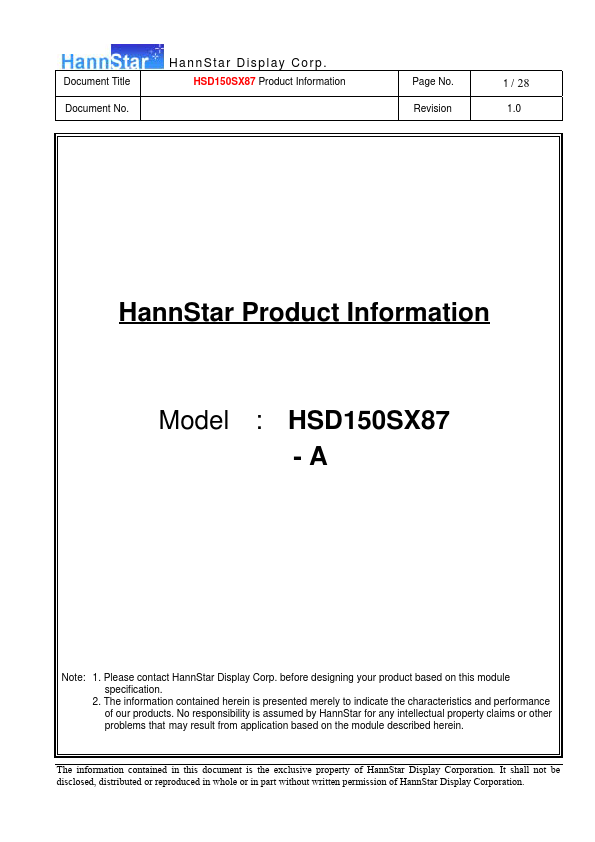 HSD150SX87-A