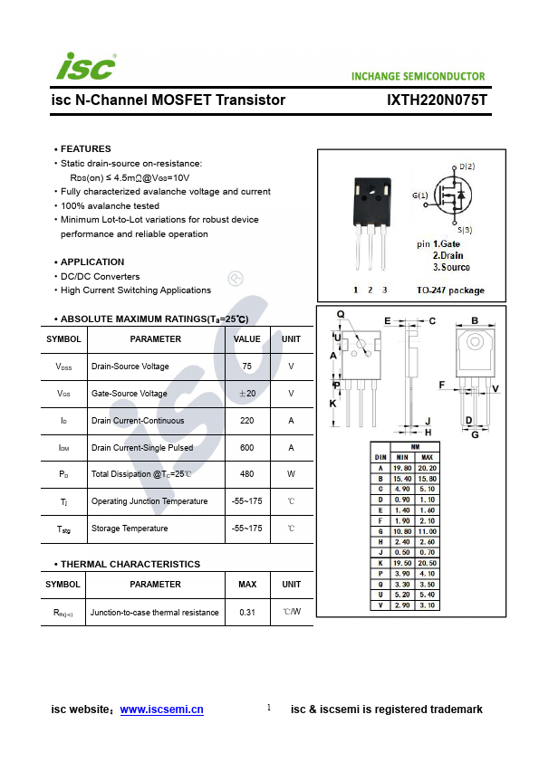 IXTH220N075T