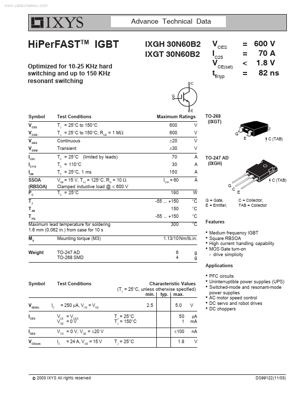 IXGT30N60B2