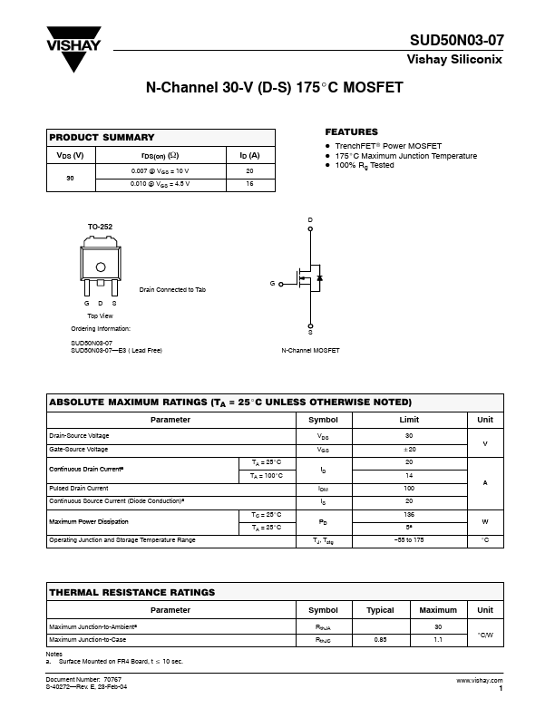 SUD50N03-07