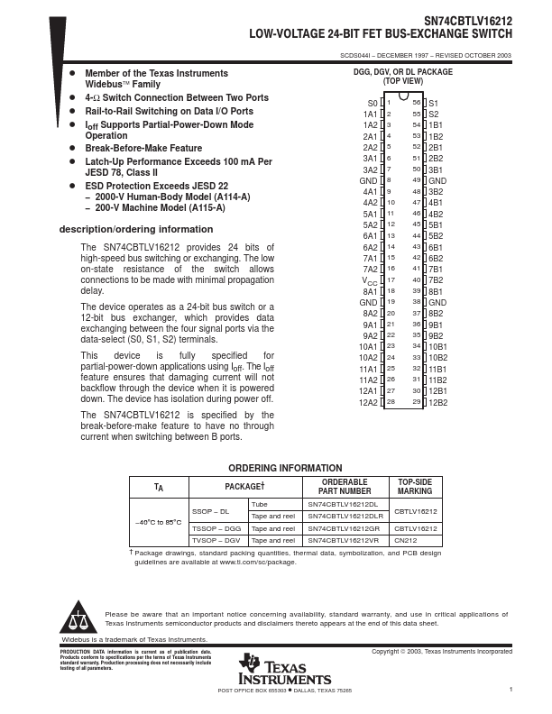 SN74CBTLV16212