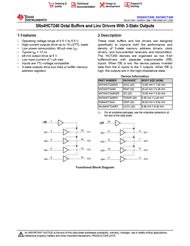 SN54HCT240