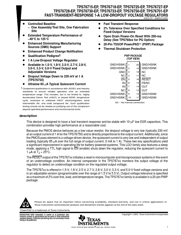 TPS76715-EP