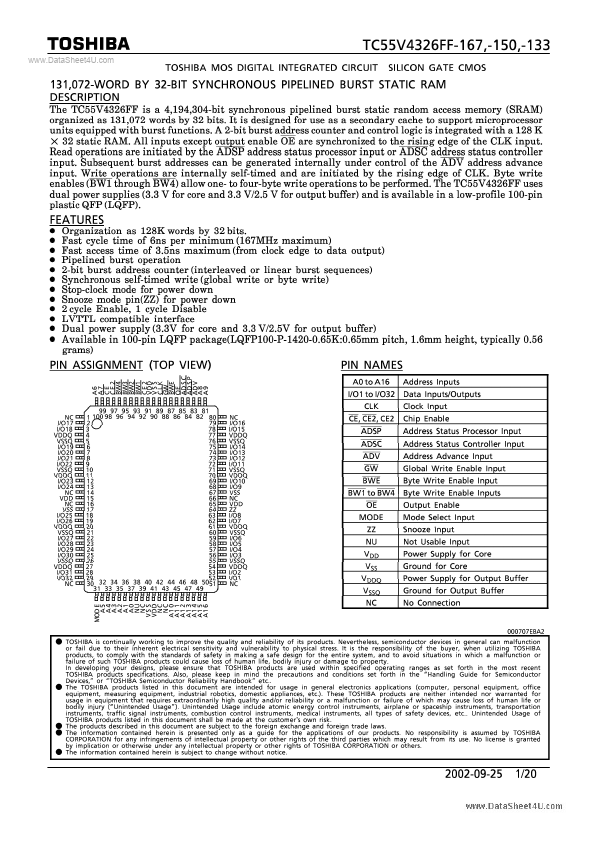 TC55V4326FF-167