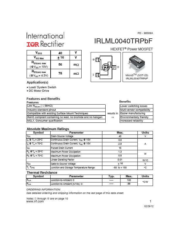 IRLML0040TRPBF