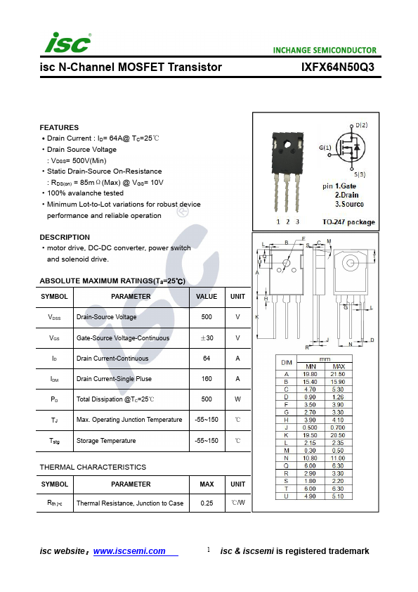 IXFX64N50Q3