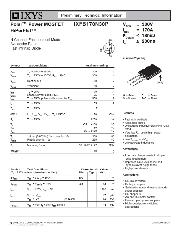 IXFB170N30P