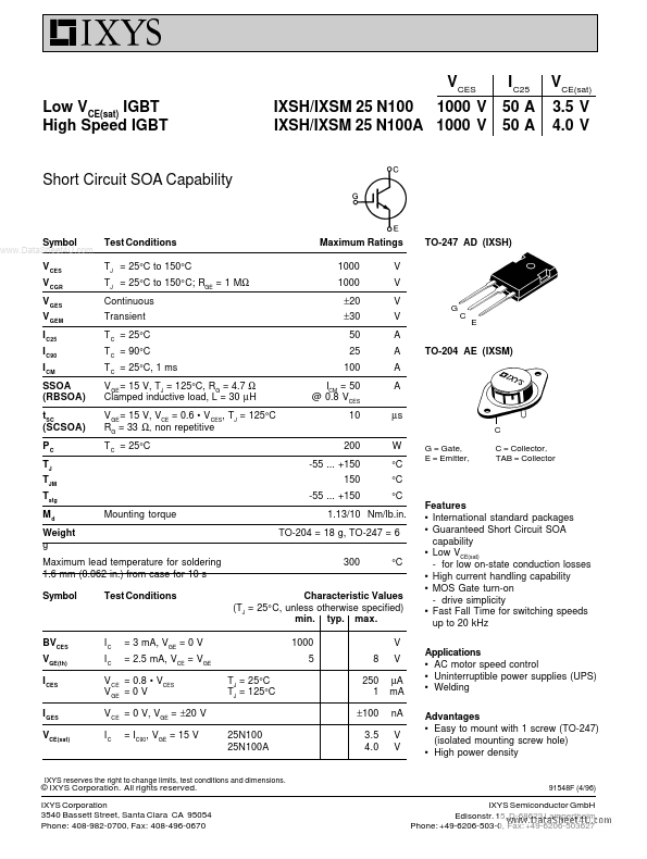 IXSM25N100