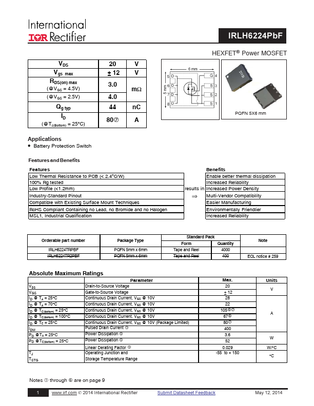 IRLH6224PBF