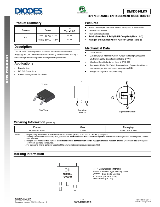 DMN3016LK3