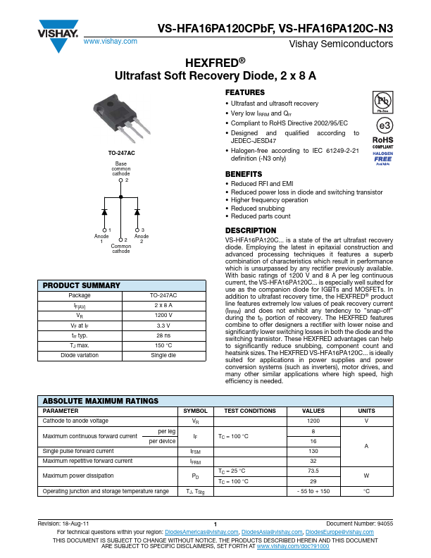 VS-HFA16PA120CPbF