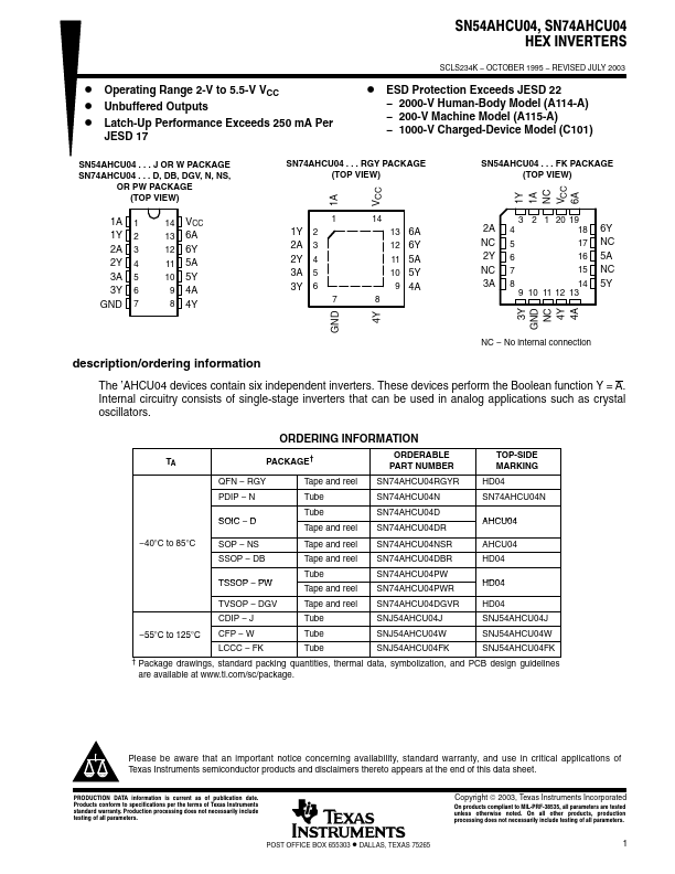 SN74AHCU04