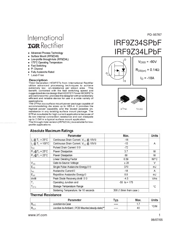 IRF9Z34LPBF