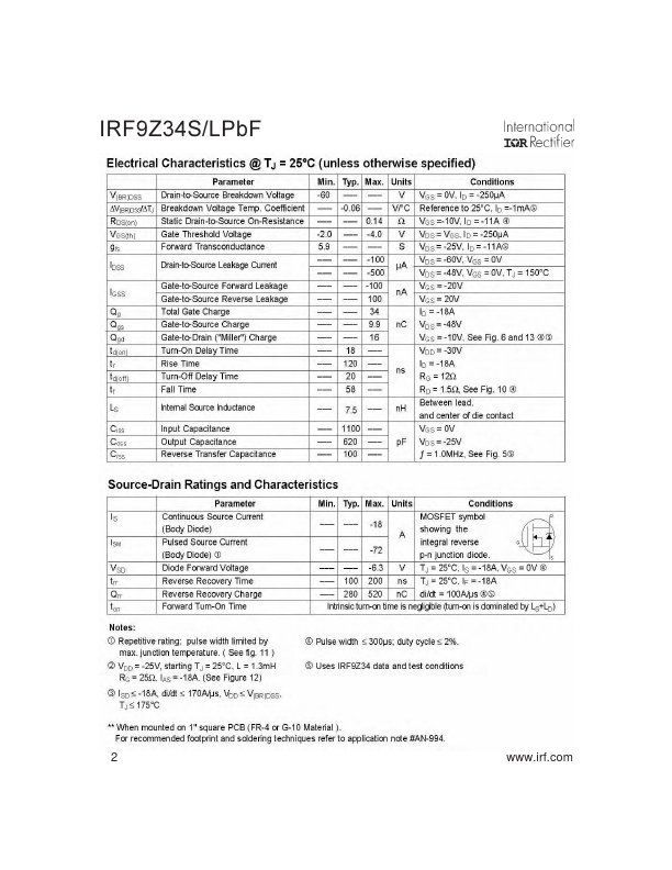 IRF9Z34LPBF