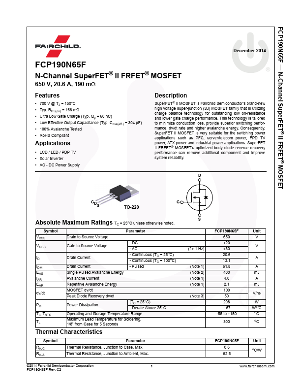 FCP190N65F