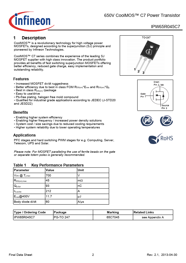 IPW65R045C7