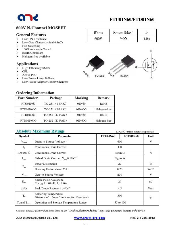 FTD01N60G