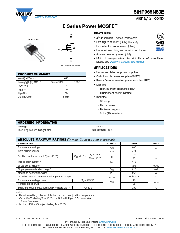 SiHP065N60E