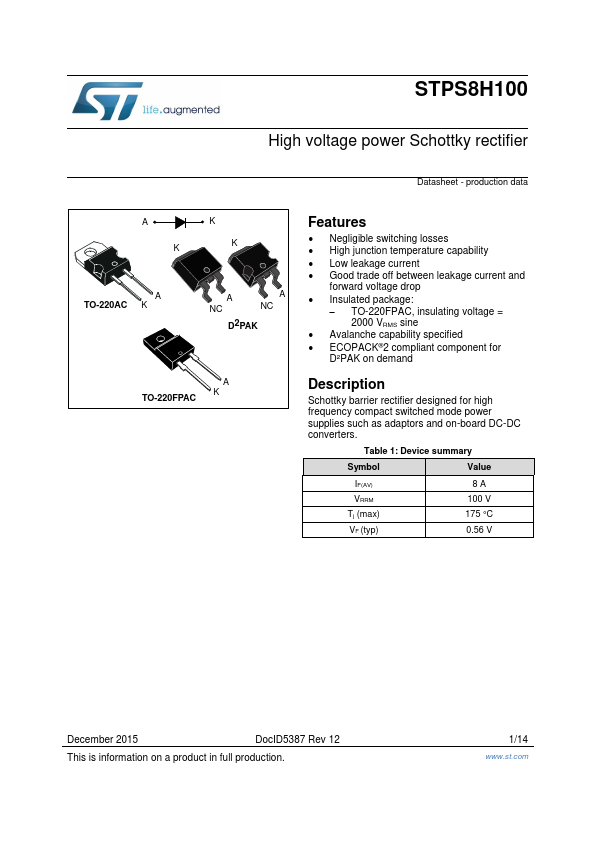 STPS8H100FP