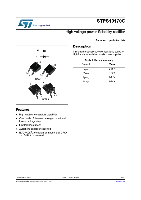 STPS10170CG